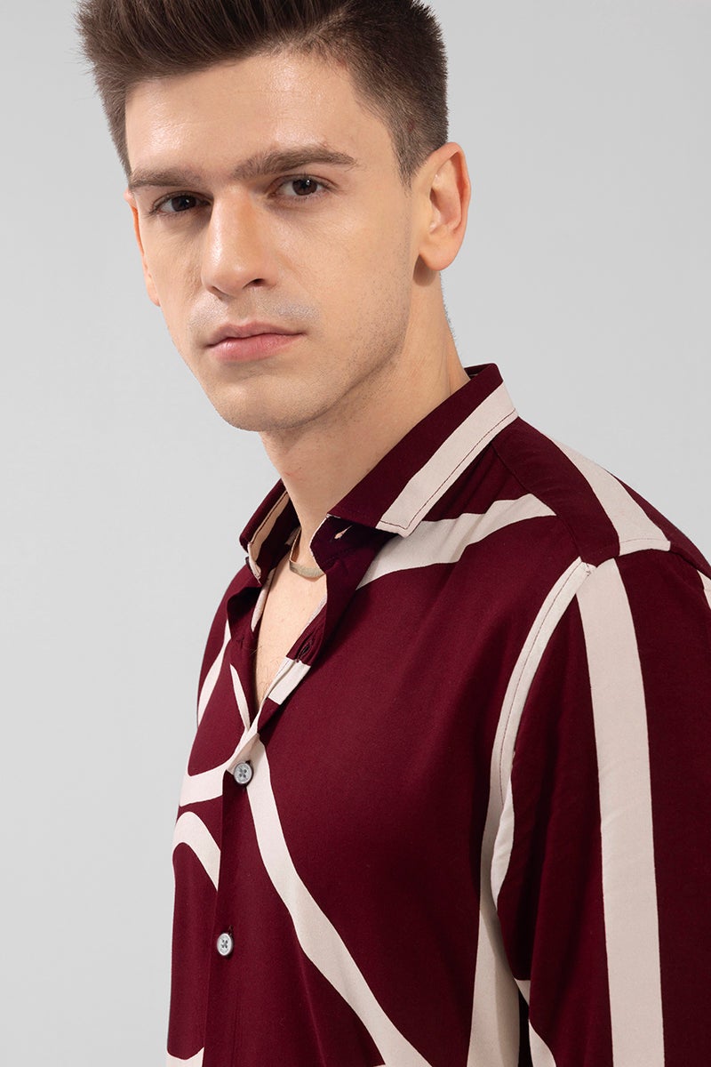 SNITCH Abstract Circle Maroon Shirt - Image 4